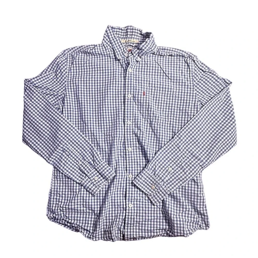 Levis Mens Modern Fit Gingham Button Down Shirt Blue White XL S40109 AD-2241